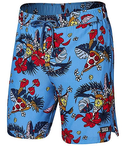 SAXX Oh Buoy Two-In-One Hawaiian Pizza Party 7" Inseam Volley Shorts