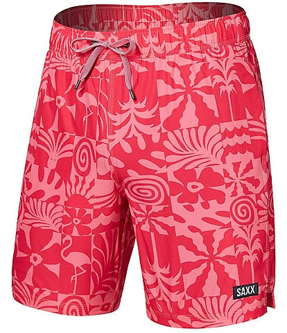 SAXX Oh Buoy Two-In-One Printed/Solid 7#double; Inseam Volley Shorts