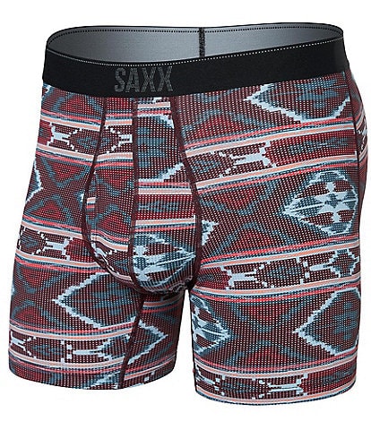 SAXX Quest Quick Dry Ikat Stripe Print Mesh 5" Inseam Boxer Briefs