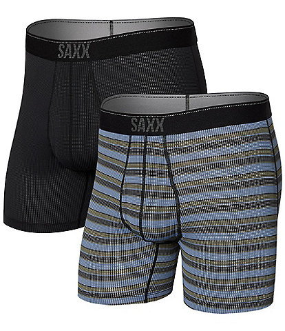 SAXX Quest Quick-Dry Solid/Striped Mesh 5" Inseam Boxer Briefs 2-Pack