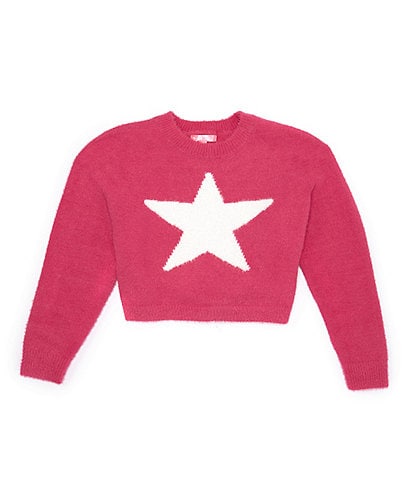 Say What Big Girls 7-16 Long Sleeve Star Fuzzy Oversized Graphic Sweater