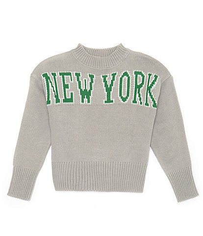 Say What Big Girls 7-16 Long Sleeve Crew Neck New York Sweater