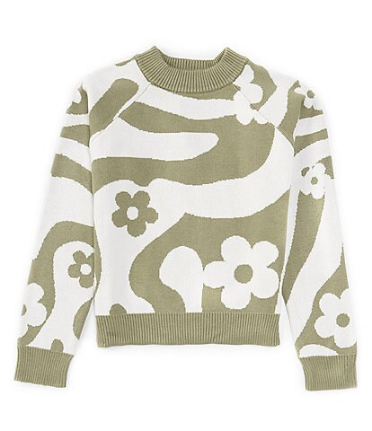 Say What Big Girls 7-16 Long Sleeve Daisy Swirl and Flower Sweater