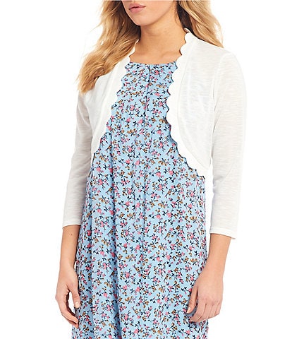 Scallop Edge 3/4 Sleeve Shrug