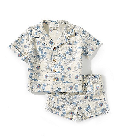 Scene&Heard Baby Boys 3-24 Months Tropical Print Short Sleeve Camp Shirt & Pull-On Shorts Set