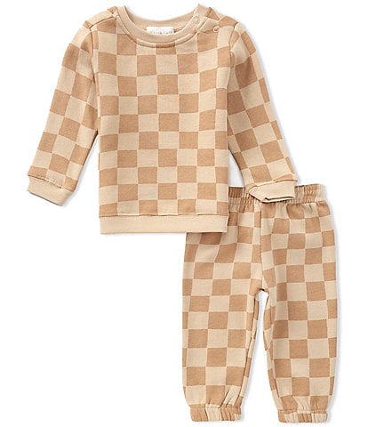 Scene&Heard Baby Boys Long Sleeve Check Sweatshirt & Matching Sweatpants Set