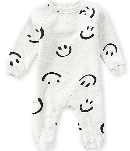 Scene&Heard Baby Boys Long Sleeve Smiley Face Fleece Romper