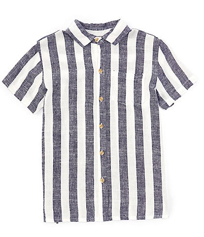 Scene&Heard Big Boys 8-20 Short Sleeve Button-Front Stripe Woven Shirt