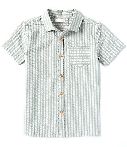 Scene&Heard Big Boys 8-20 Short Sleeve Striped Seersucker Woven Button-Front Shirt
