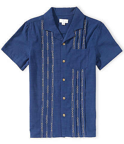 Scene&Heard Big Boys Americana Pleated Button Front Camp Collar Shirt