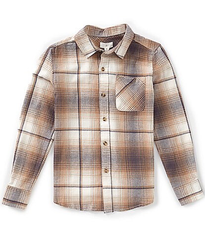 Scene&Heard Big Boys Plaid Long Sleeve Button Front Sport Shirt