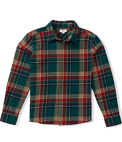Scene&Heard Big Boys Plaid Long Sleeve Button Front Sport Shirt