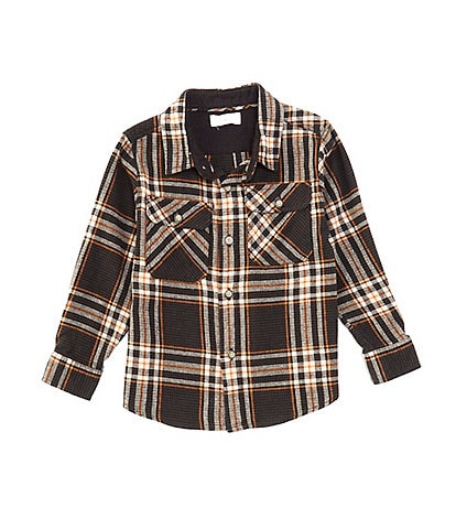 Scene&Heard Little Boys 2T-7 Long Sleeve Dark Plaid Print Sport Shirt