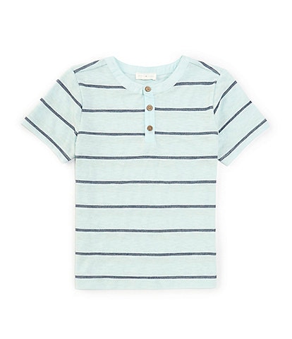 Scene&Heard Little Boys 2T-7 Short Sleeve Striped Henley Shirt