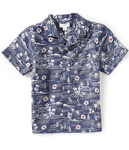Scene&Heard Little Boys 2T-7 Tropical Scene Woven Button Front Shirt