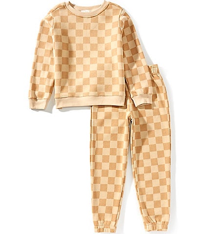 Scene&Heard Little Boys Checkerboard Crewneck and Jogger Lounge Set