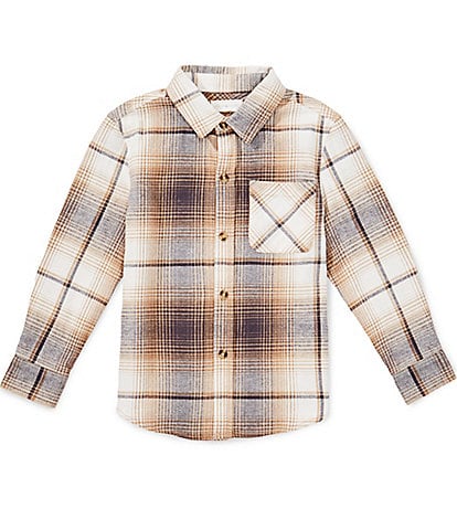 Scene&Heard Little Boys Plaid Long Sleeve Button Front Sport Shirt