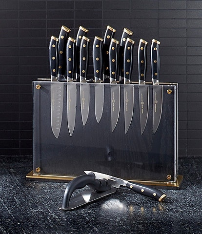Schmidt Brothers Cutlery Black & Brass 15-Piece Knife Set