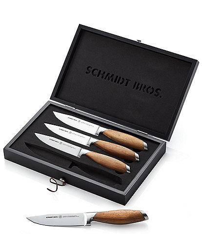 Schmidt Brothers Cutlery Bonded Teak 4-Piece Jumbo Steak Knife Set
