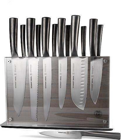 Schmidt Brothers Cutlery Shiplap 15-Piece Knife Block Set with Grey Block