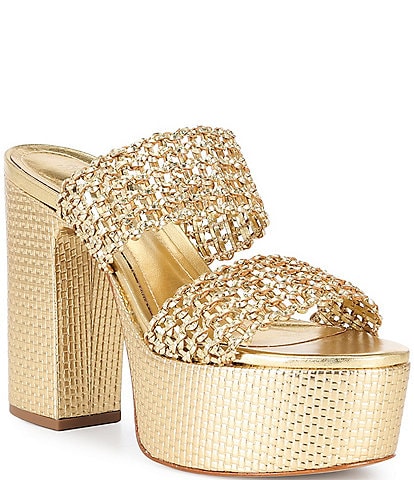 Schutz Aberdeen Metallic Slip On Platform Sandals