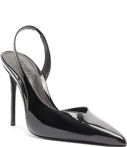 Schutz Alessia Patent Leather Pointed Toe Slingback Pumps