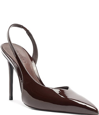 Schutz Alessia Patent Leather Pointed Toe Slingback Pumps