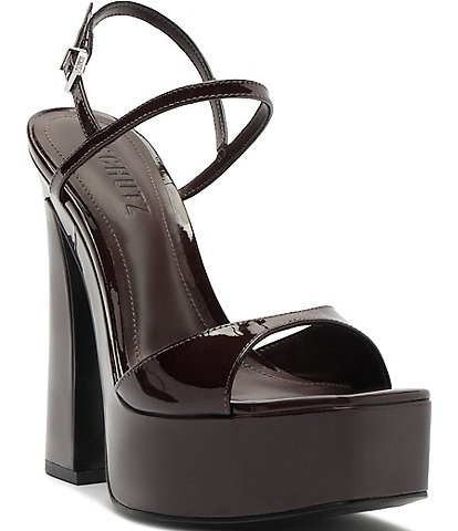 Schutz Arlene Patent Leather Block Heel Platform Dress Sandals