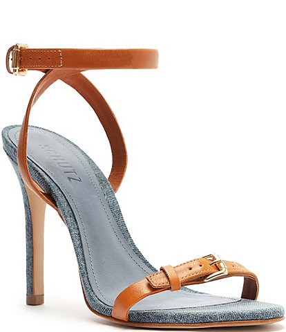 Schutz Aurora Leather Ankle Strap Sandals