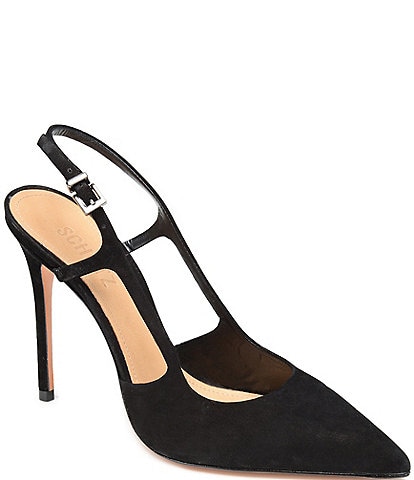 Schutz Boris Suede Pointed Toe Slingback High Heel Pumps