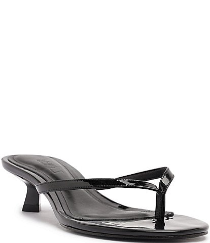 Schutz Carolyn Patent Leather Thong Kitten Heel Dress Sandals