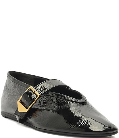 Schutz Courtney Buckle Patent Leather Mary Jane Ballet Flats