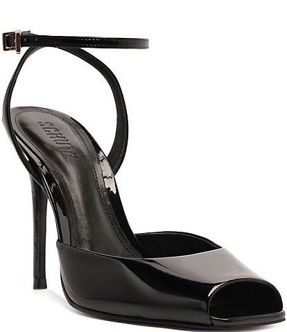 Schutz Estella Patent Leather Peep Toe Pumps