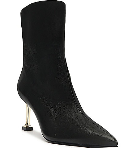 Schutz Firenze Leather Pointed Toe Dress Booties