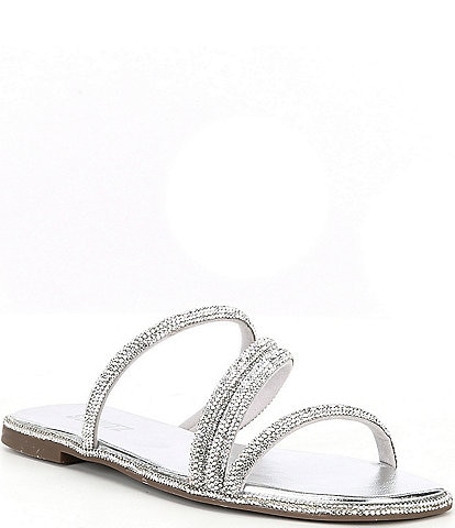 Schutz Giulia Leather Rhinestone Embellished Sandals