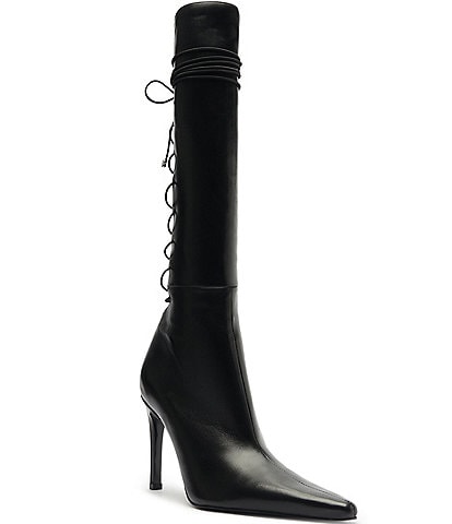 Schutz Gwen Leather Laced Open Back Tall Boots