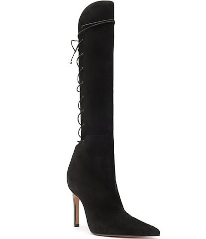 Schutz Gwen Suede Open Laced Back Tall Boots