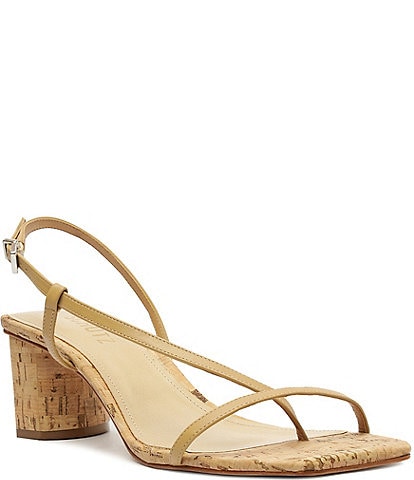 Schutz Heloise Mid Block Slingback Thong Dress Sandals