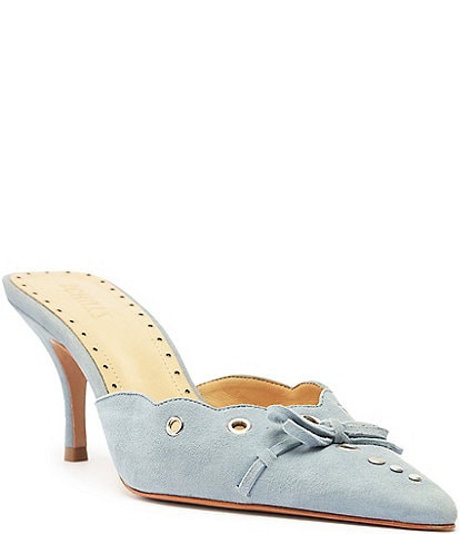 Schutz Hilly Suede Studded Bow Dress Mules