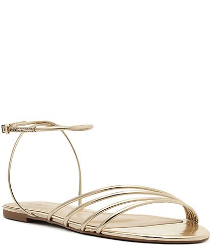 Schutz Inez Flat Metallic Leather Sandals