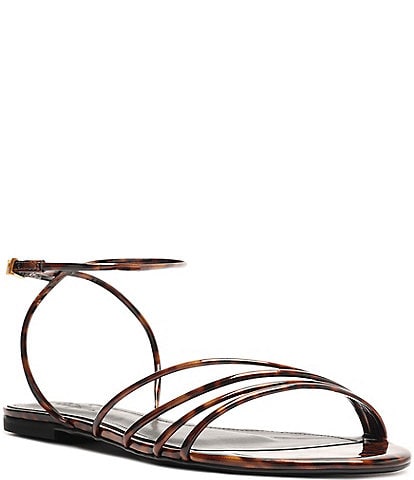 Schutz Inez Flat Tortoise Print Patent Leather Sandals