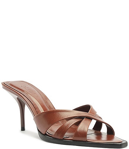 Schutz Keefa Leaf Leather Slide Sandals