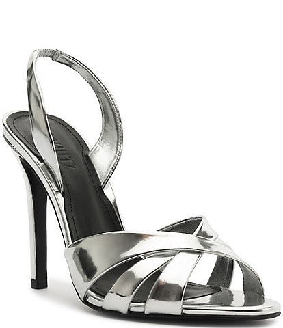 Schutz Keefa Metallic Leather Slingback Sandals