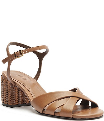 Schutz Keefa Mid Leather Ankle Strap Sandals