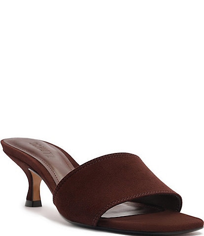Schutz Kelsea Suede Slip On Square Toe Dress Slide Sandals