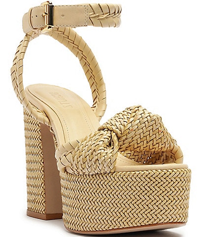 Schutz Khari Platform Woven Ankle Strap Dress Sandals