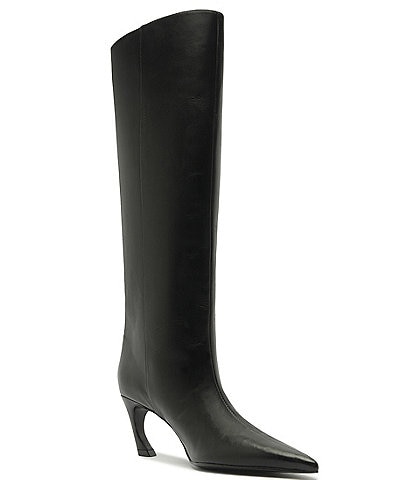Schutz Lexi Mid Leather Pointed Toe Tall Boots
