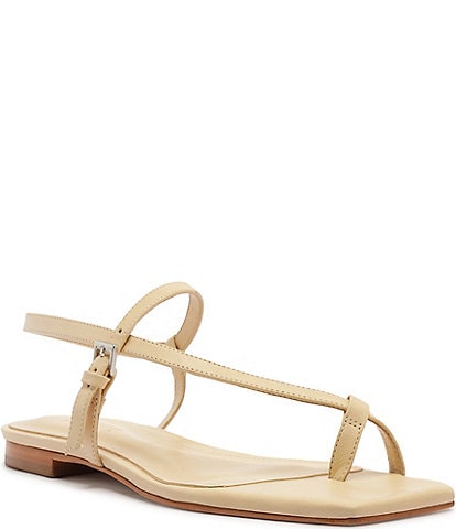 Schutz Lisa Leather Asymmetrical Toe Loop Flat Sandals