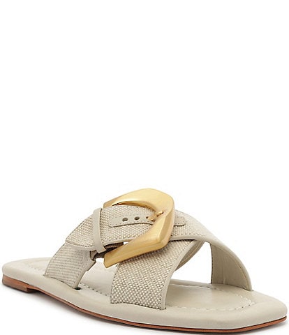 Schutz Lois Flat Casual Fabric Slide Sandals
