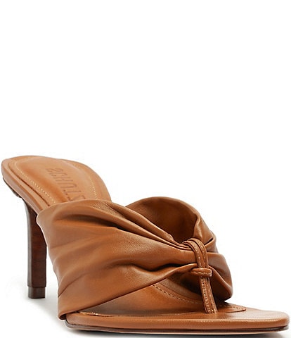 Schutz Lori Mid Leather Thong Dress Sandals